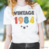 Рожден ден с Vintage 1984 и звезди върху бял памук