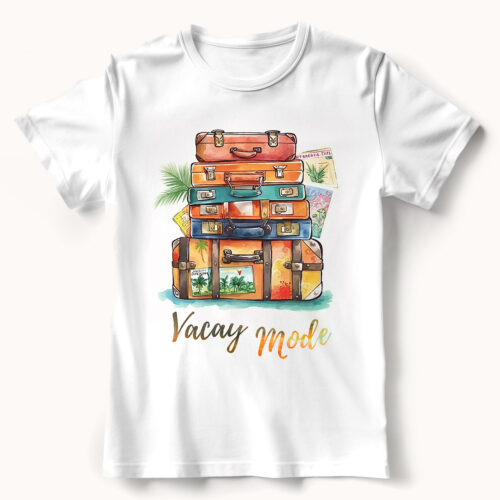 Лятна тениска с Куфари за път Тениска с куфари и надпис Vacay Mode