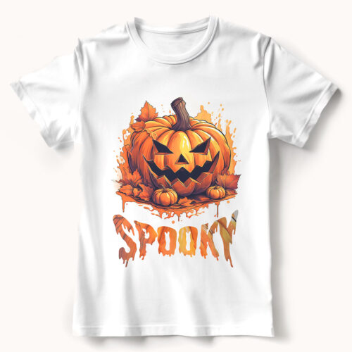 Тениска за Хелоуин с тикви и надпис Spooky
