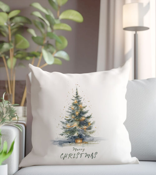 Щампа: Коледа с елха и надпис Merry Christmas