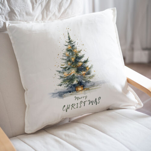 Щампа: Коледа с елха и надпис Merry Christmas