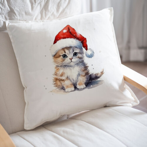 Щампа: Коледа с котенце с червена шапка