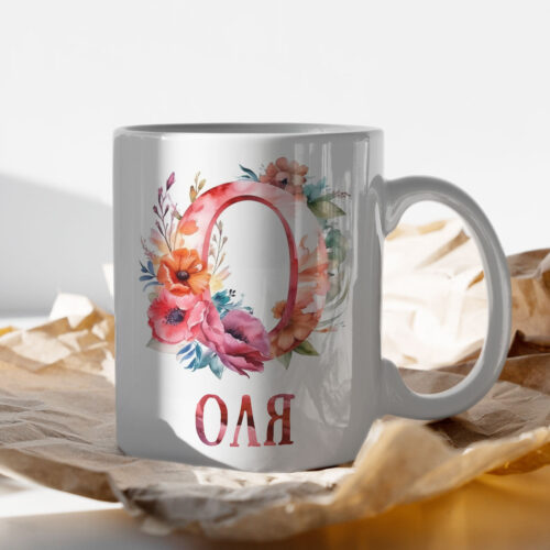 Щампа: буква О с цветя и име