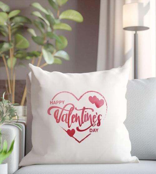 Възглавница със сърце и надпис Happy Valentines Day, калъфка 50х50 см