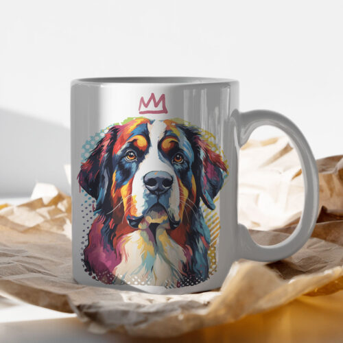 Bernese Mountain Dog WB0391 13 Чаша с бернско планинско куче с корона, поп арт