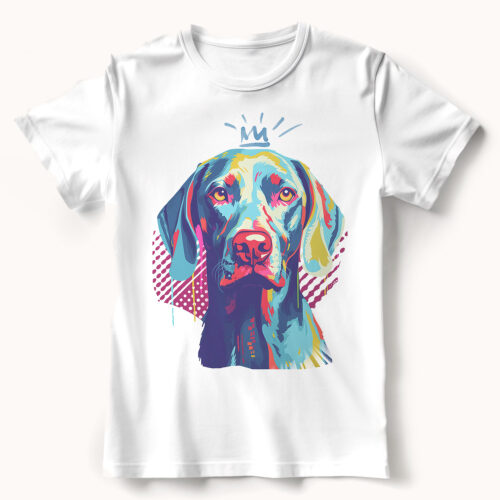 Blue Weimaraner WB0352 22 Тениска с ваймаранер с корона, поп арт