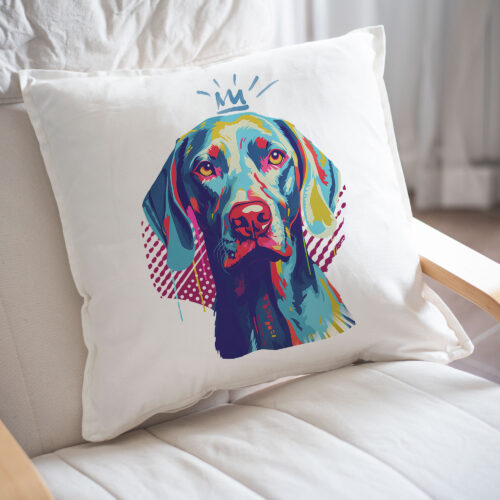 Blue Weimaraner WB0352 23 Възглавница с ваймаранер с корона, поп арт