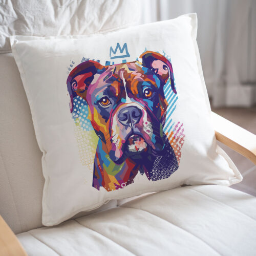 Boxer WB0346 23 Възглавница с боксер с корона, поп арт