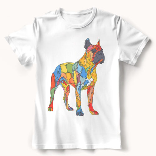 Cane Corso WB0433 22 Тениска с френски булдог, витражен геометричен дизайн