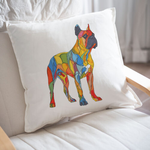 Cane Corso WB0433 23 Възглавница с кане корсо, витражен геометричен дизайн