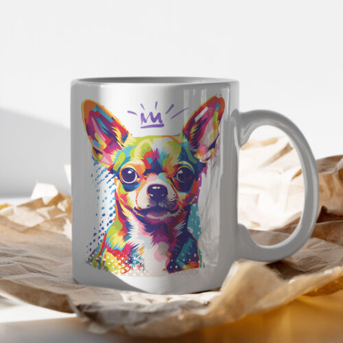 Chihuahua WB0359 13 Чаша с чихуахуа с корона, поп арт