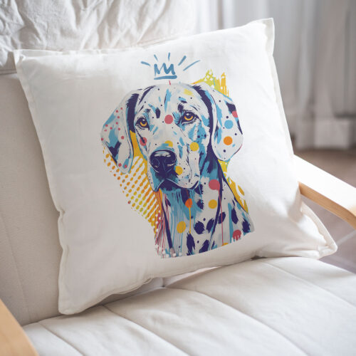 Dalmatian WB0357 23 Възглавница с далматинец с корона, акварелен поп арт