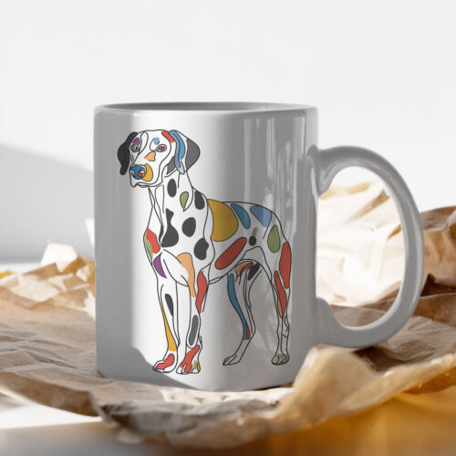 Dalmatian WB0430 13 Чаша с далматинец, геометричен цветен дизайн