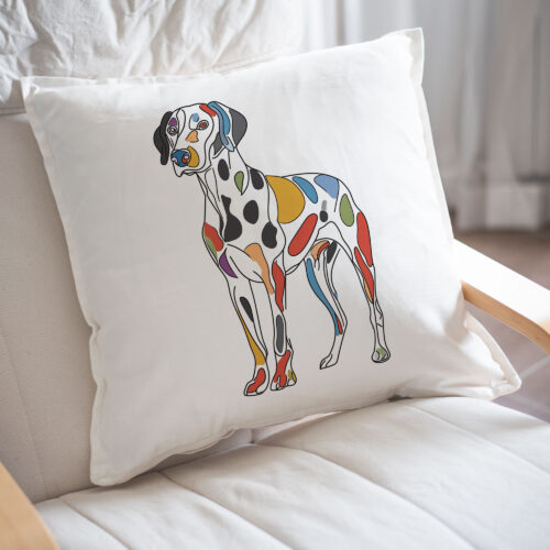 Dalmatian WB0430 23 Възглавница с далматинец, геометричен цветен дизайн