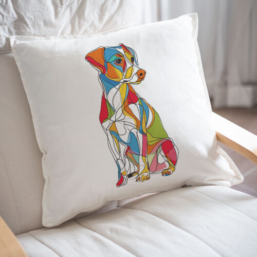 Jack_Russell WB0423 23 Възглавница с джак ръсел, витражен дизайн