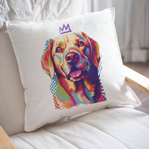 Labrador_Retriever WB0372 23 Възглавница с лабрадор с корона, поп арт