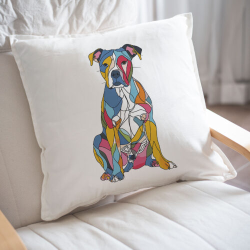 Pit Bull WB0416 23 Възглавница с питбул, витражен геометричен дизайн