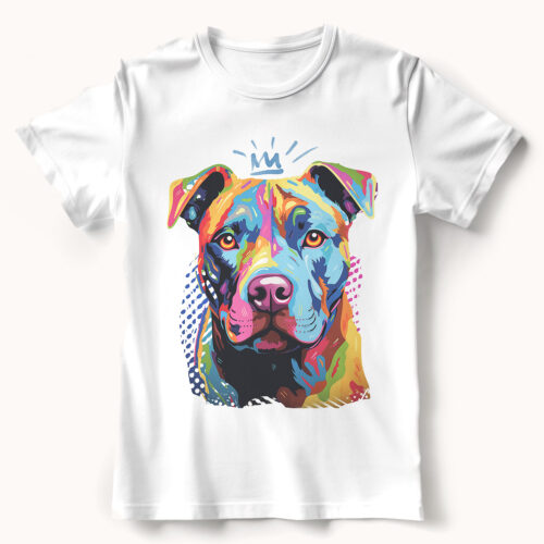 Pit bull WB0384 22 Тениска с питбул с корона, поп арт в ярки цветове