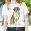 Saint Bernard WB0408 19 Тениска със санбернар, line art с цветни блокове, бял органичен памук