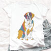 Saint Bernard WB0408 21 Тениска със санбернар, line art с цветни блокове, унисекс кройка