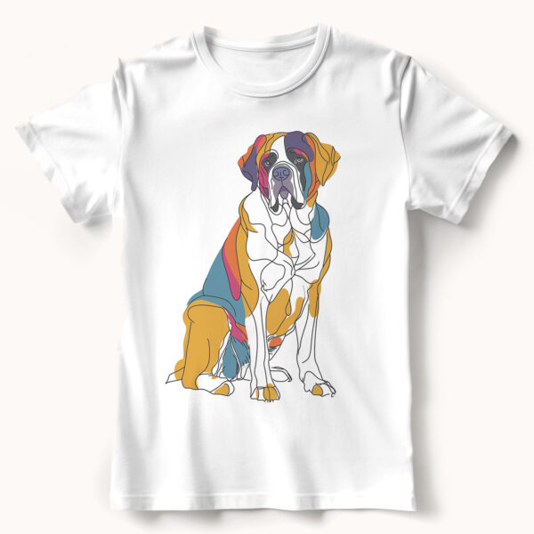 Saint Bernard WB0408 22 Тениска със санбернар, line art с цветни блокове