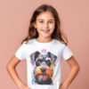 Schnauzer WB0388 11 Тениска с шнауцер с корона, поп арт в топли тонове, унисекс кройка