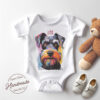 Schnauzer WB0388 2 Шнауцер с корона, поп арт в топли тонове върху бял памук