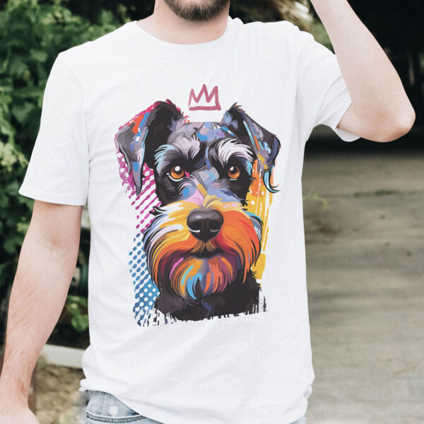 Schnauzer WB0388 20 Щампа: шнауцер с корона, поп арт в топли тонове