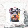 Schnauzer WB0388 21 Тениска с шнауцер с корона, поп арт в топли тонове, бял органичен памук
