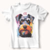 Schnauzer WB0388 22 Тениска с шнауцер с корона, поп арт в топли тонове