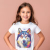 Siberian Husky WB0385 11 Тениска със сибирско хъски с корона, поп арт, детайл от щампата