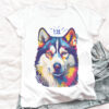Siberian Husky WB0385 21 Тениска със сибирско хъски с корона, поп арт, унисекс кройка