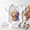 Toy Poodle WB0382 2 Пудел с корона, поп арт в топли тонове върху бял памук