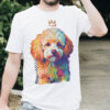 Toy Poodle WB0382 20 Тениска с пудел с корона, поп арт в топли тонове, детайл от щампата