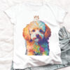 Toy Poodle WB0382 21 Тениска с пудел с корона, поп арт в топли тонове, унисекс кройка