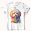Toy Poodle WB0382 22 Тениска с пудел с корона, поп арт в топли тонове