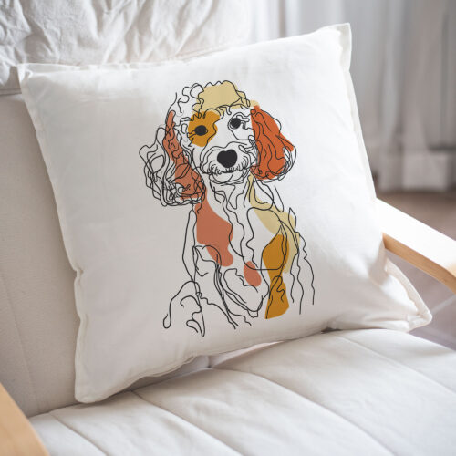 Toy Poodle WB0401 23 Възглавница с пудел, line art с цветни петна