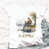 WB0450 19 Тениска с баща и дете на брега и надпис Наслука, унисекс кройка
