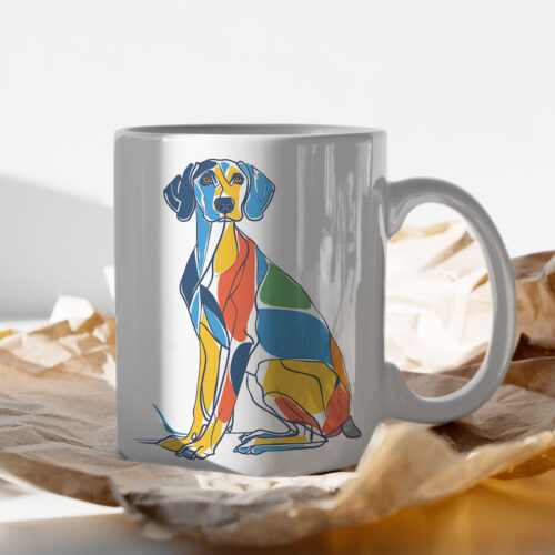 Weimaraner WB0399 13 Чаша с ваймаранер, витражен геометричен дизайн