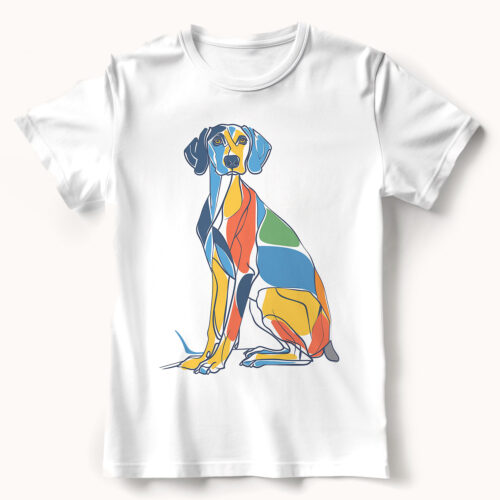 Weimaraner WB0399 22 Тениска с ваймаранер, геометричен цветен дизайн