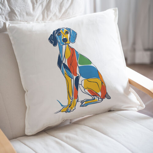 Weimaraner WB0399 23 Възглавница с ваймаранер, витражен геометричен дизайн