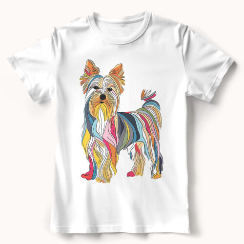 Yorkshire Terrier WB0397 22 Тениска с йоркширски териер, геометричен дизайн