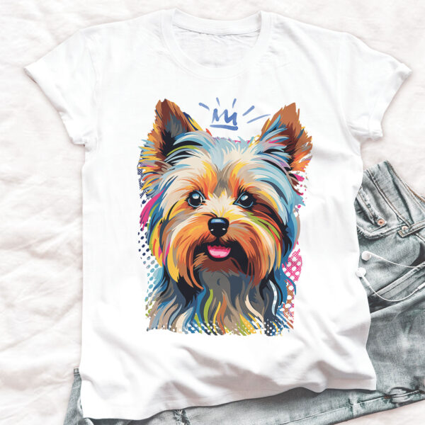 Yorkshire_Terrier WB0379 21 Тениска с йоркширски териер с корона, портрет в поп арт, унисекс кройка
