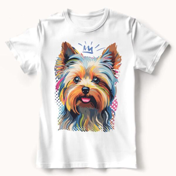 Yorkshire_Terrier WB0379 22 Тениска с йоркширски териер с корона, портрет в поп арт
