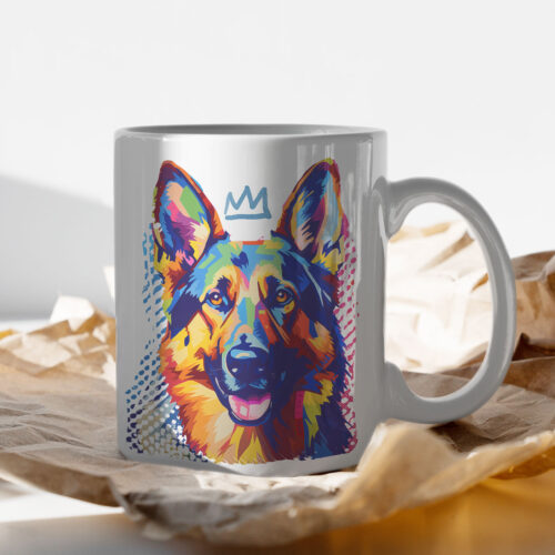 germa_shepherd WB0369 13 Чаша с немска овчарка с корона в лилаво