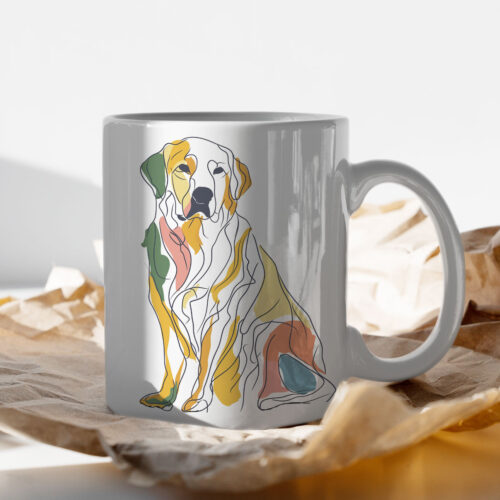 golden_retriever WB0424 13 Чаша с голдън ретрийвър, line art