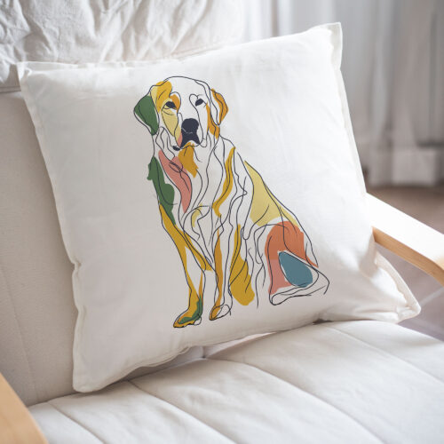 golden_retriever WB0424 23 Възглавница с голдън ретрийвър, line art