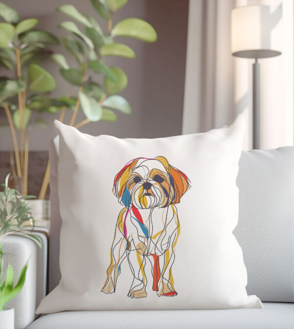 pillow-1 Възглавница с ши тцу, line art с цветни блокове, калъфка 50х50 см