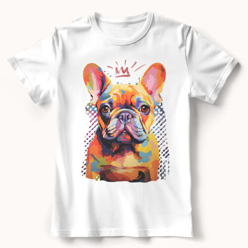 sand_French_Bulldog WB0390 22 Тениска с френски булдог в поп арт стил