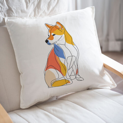 _shiba_inuWB0419 23 Възглавница с шиба ину, геометричен минимализъм